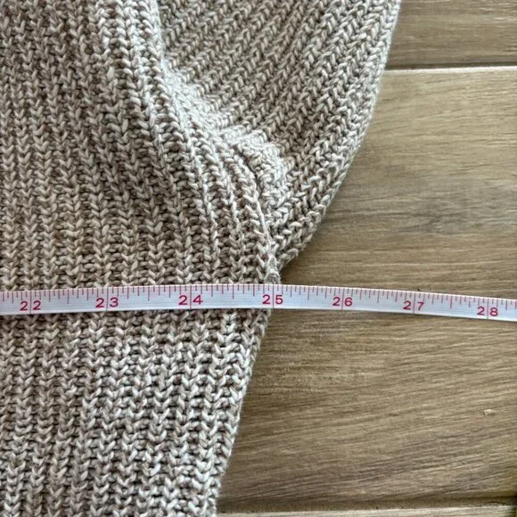 Vintage Eddie Bauer Sweater Men's Large Tan Henley Chunky Knit Outdoor Fall 90s - Picture 9 of 9